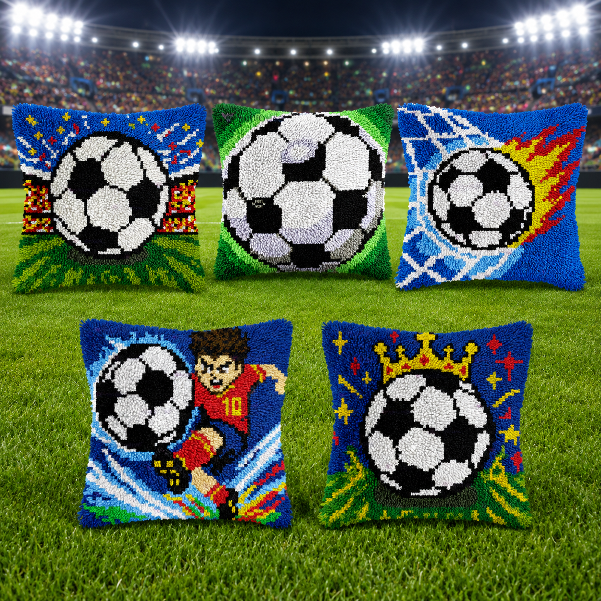 Soccer Ball Latch Hook Pillow Kit