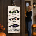XH Mummy Family Peeking Eyes 2D Flat - Personalized Wood Sign - Funny Halloween Family Decoration