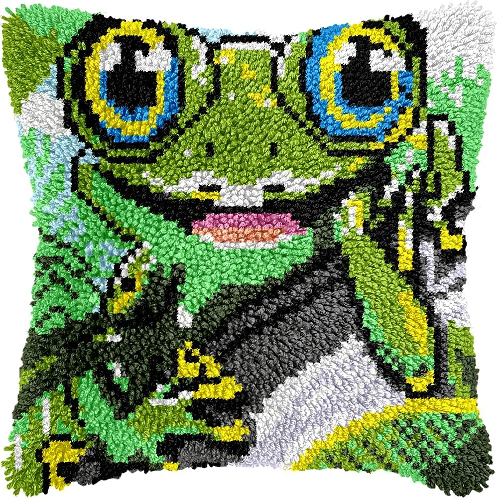 Naughty Frog Latch Hook Pillow Kit