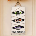 XH Mummy Family Peeking Eyes 2D Flat - Personalized Wood Sign - Funny Halloween Family Decoration