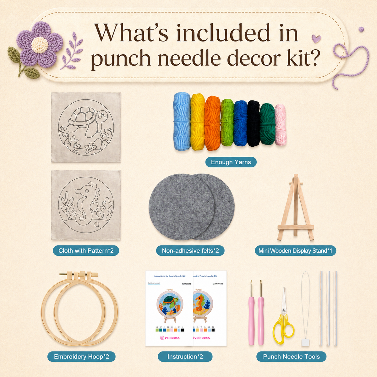 Highland Cow & Horse Punch Needle Kit for Beginners