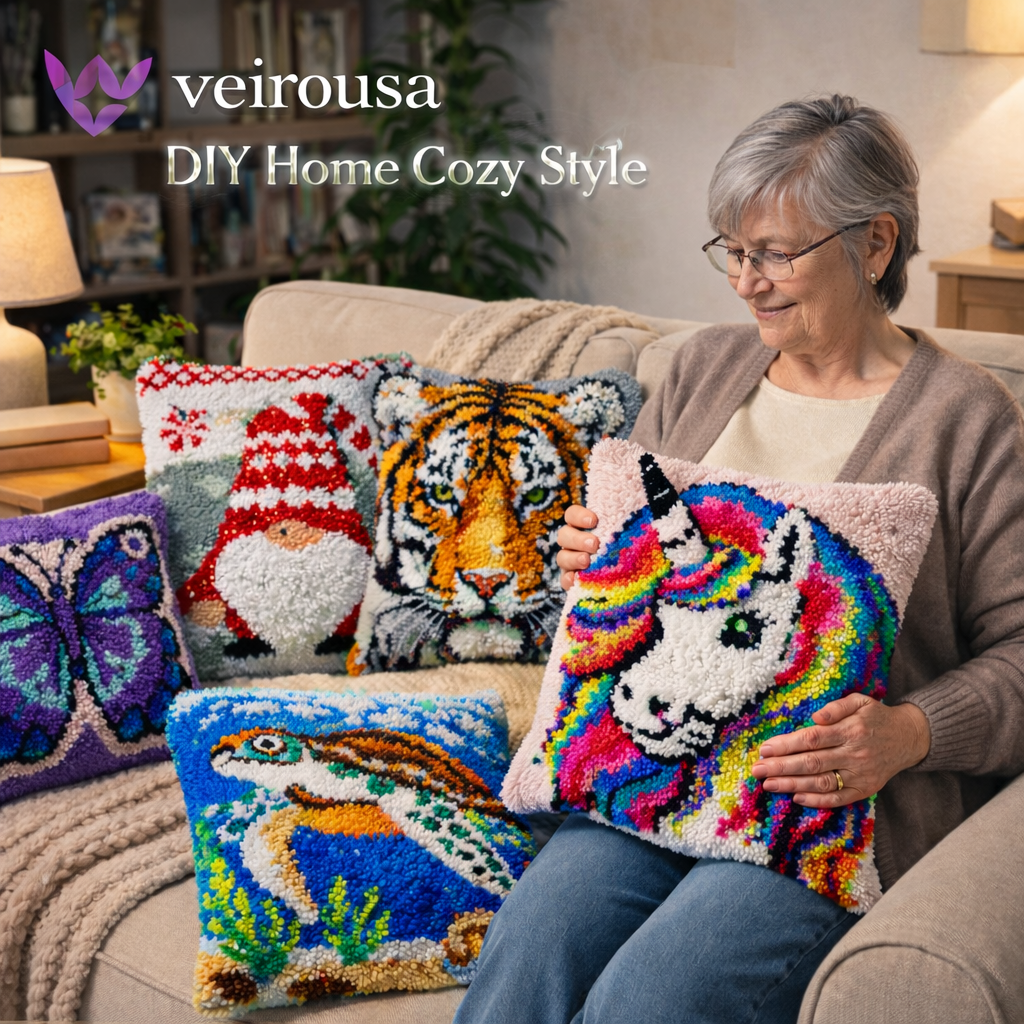 Purple Butterfly Latch Hook Pillow Kit