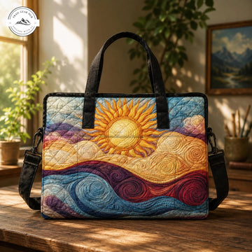 Sunrise & Wave Pattern Quilted Laptop Bag TP07