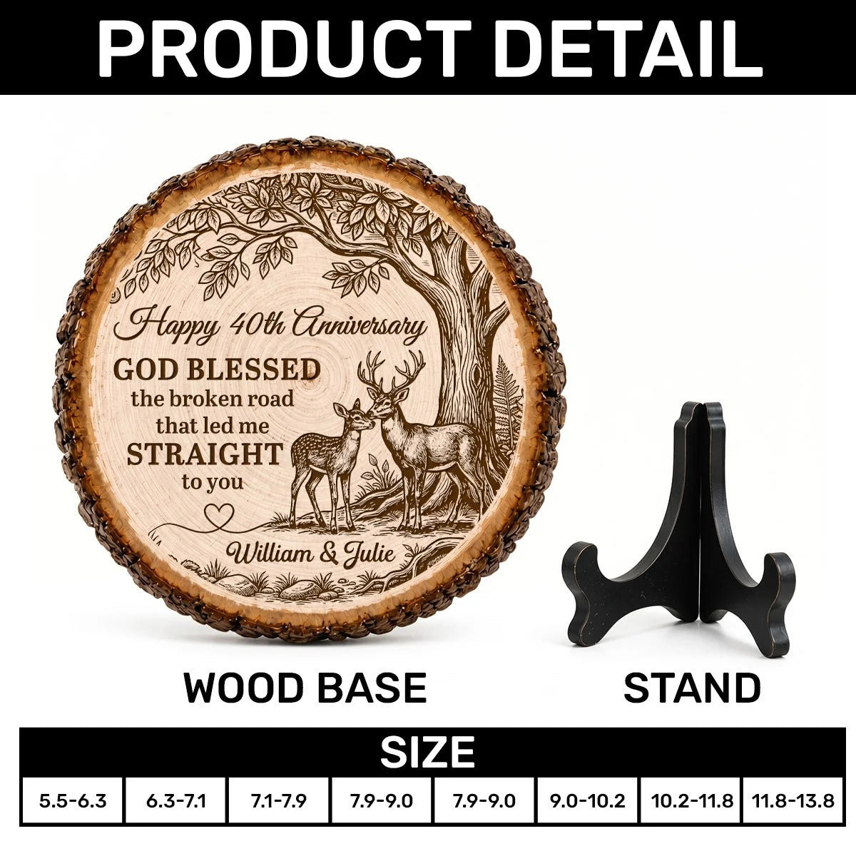 God Blessed Broken Road Deer Anniversary - Personalized Round Wood Slice