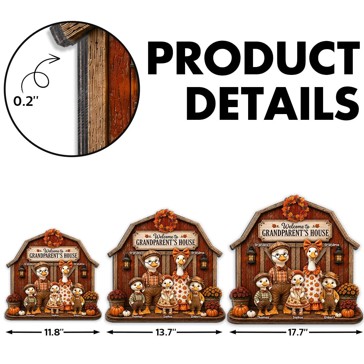Grandma & Grandpa's Fall Goose Family - Personalized Wood Sign - Fall Season Decoration