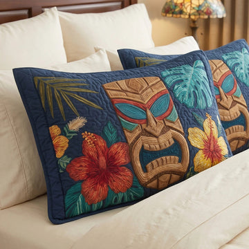 Midnight Tiki Quilted Bedding Pillow Case NCU0NT12715