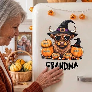 Personalized Highland Cow Pumpkin Decal  Halloween Decor Gift For Grandma