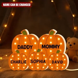 Personalized Our Little Pumpkins Halloween LED Light Box With Name Decor And Marquee Fall Texture Cozy Fall Vibe Home Decoration