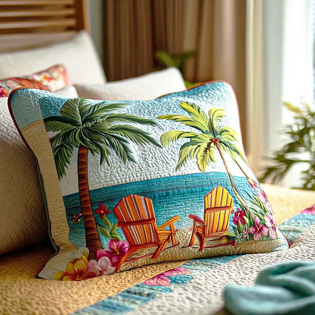 Palm Escape Quilted Bedding Pillow Case NCU0TD2601