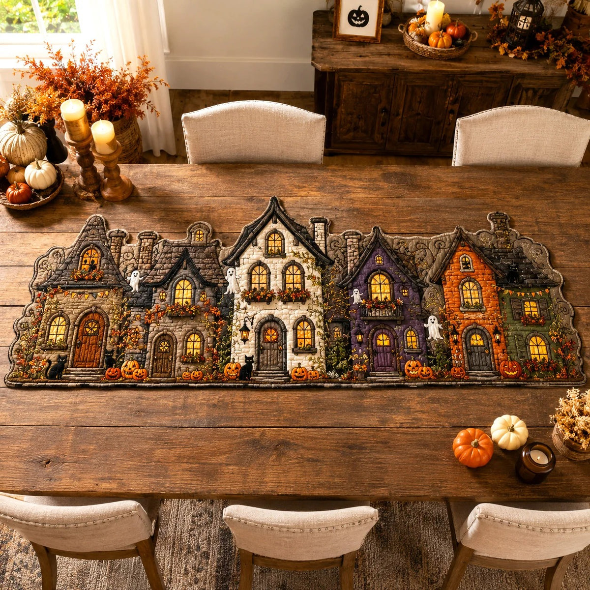 Haunted Row Custom Shape Quilted Table Runner SN0TV013
