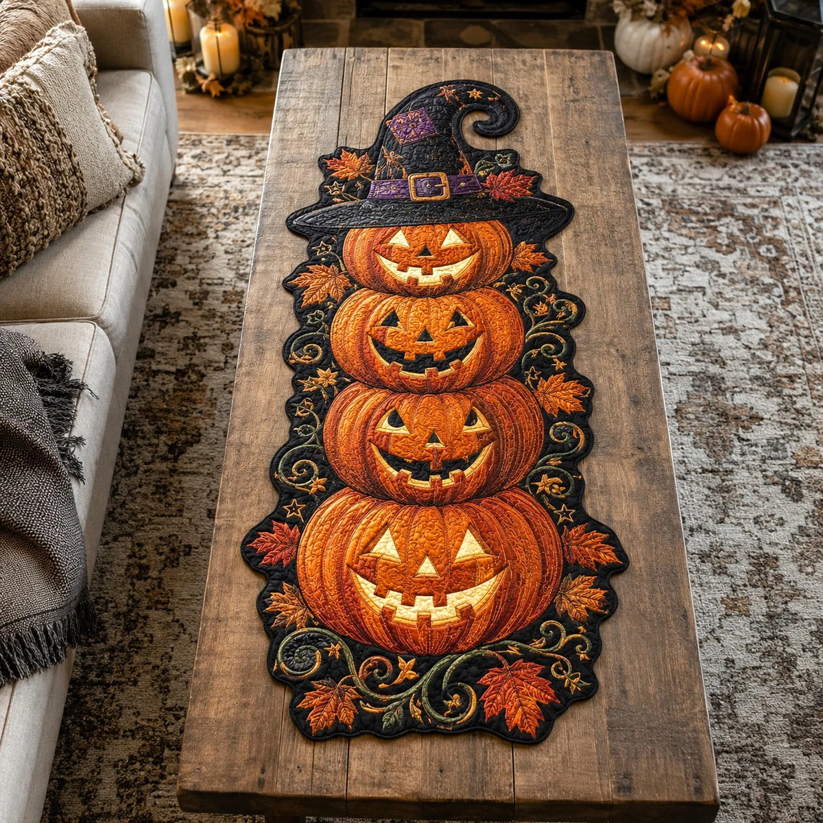 Witching Harvest Custom Shape Quilted Table Runner SN0TV001
