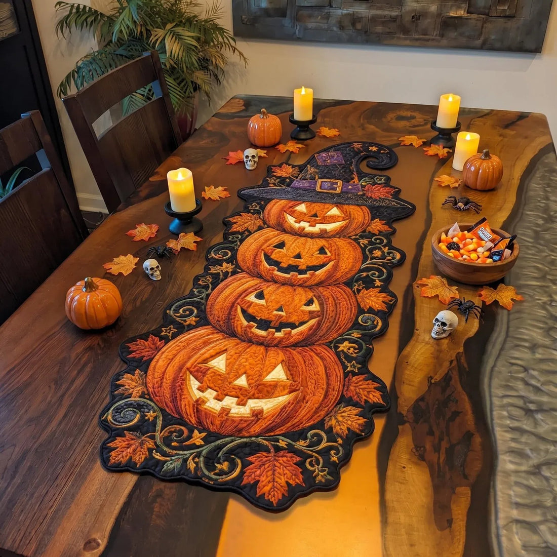 Witching Harvest Custom Shape Quilted Table Runner SN0TV001