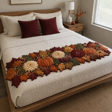 Crimson Pumpkin Garland Custom Shape Quilted Bed Runner SN0DV217