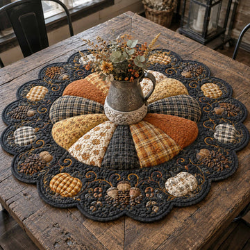 Harvest Pumpkin Custom Shape Quilted Table Topper SN0TD068