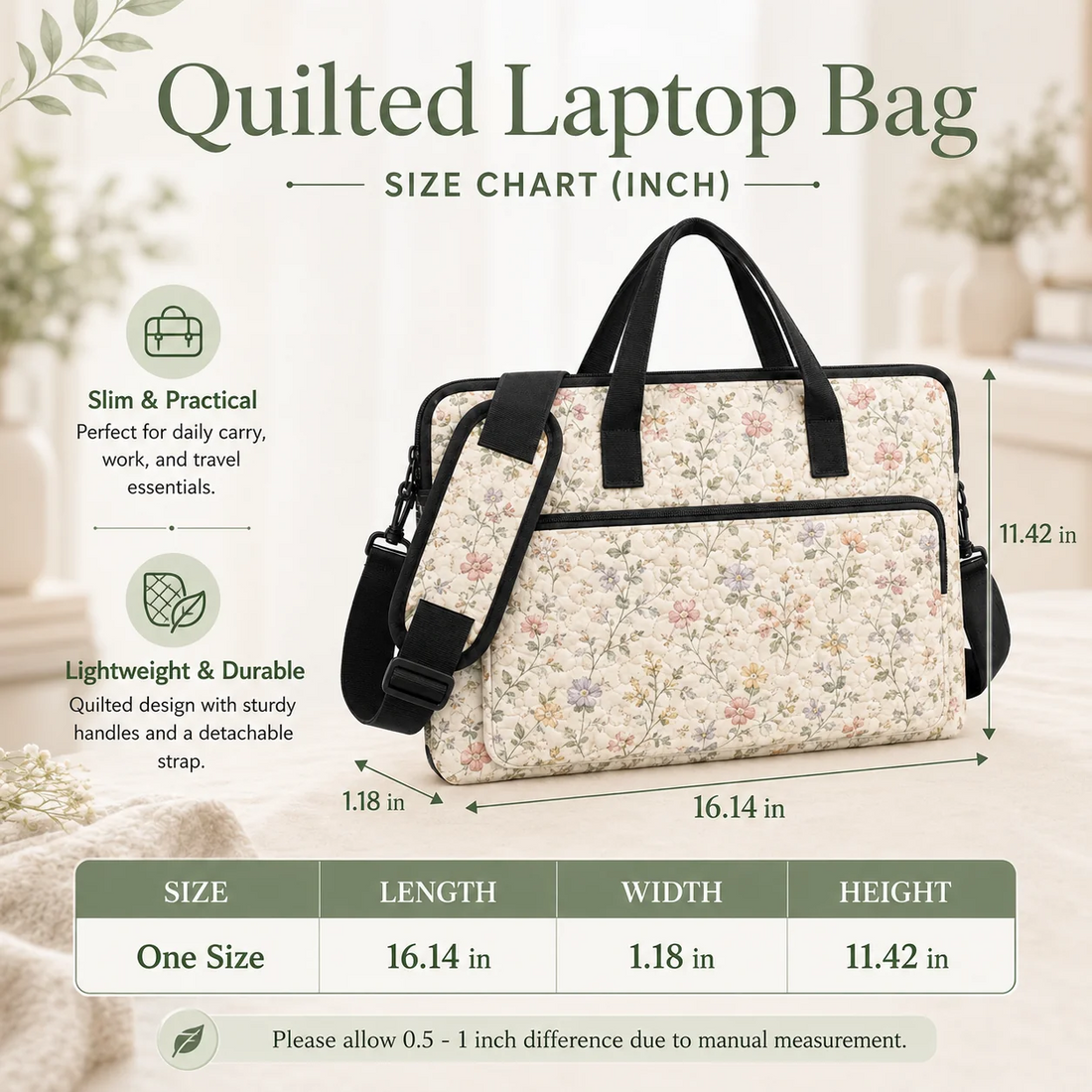 Vintage Patchwork Flower Quilted Laptop Bag TG12