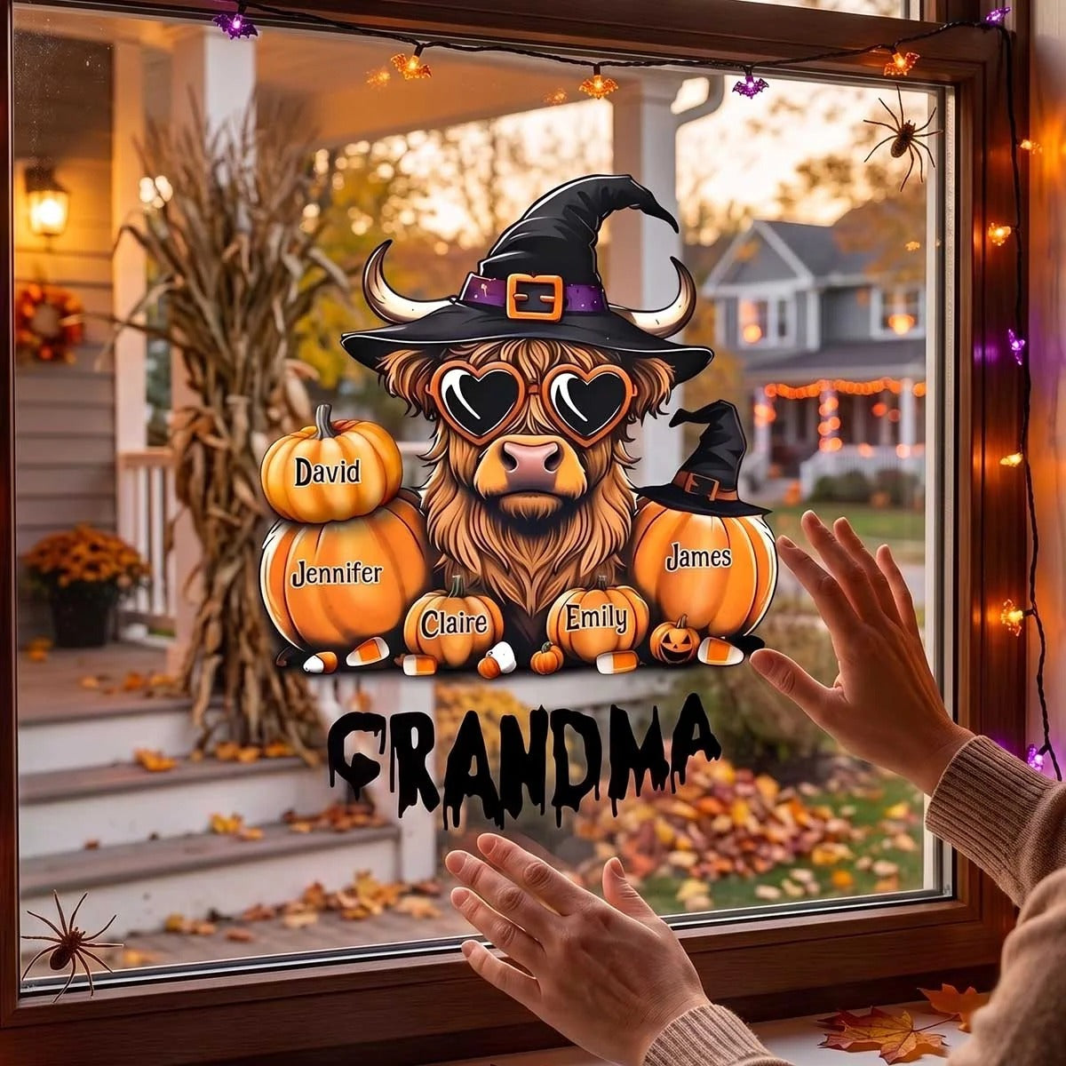 Personalized Highland Cow Pumpkin Decal  Halloween Decor Gift For Grandma
