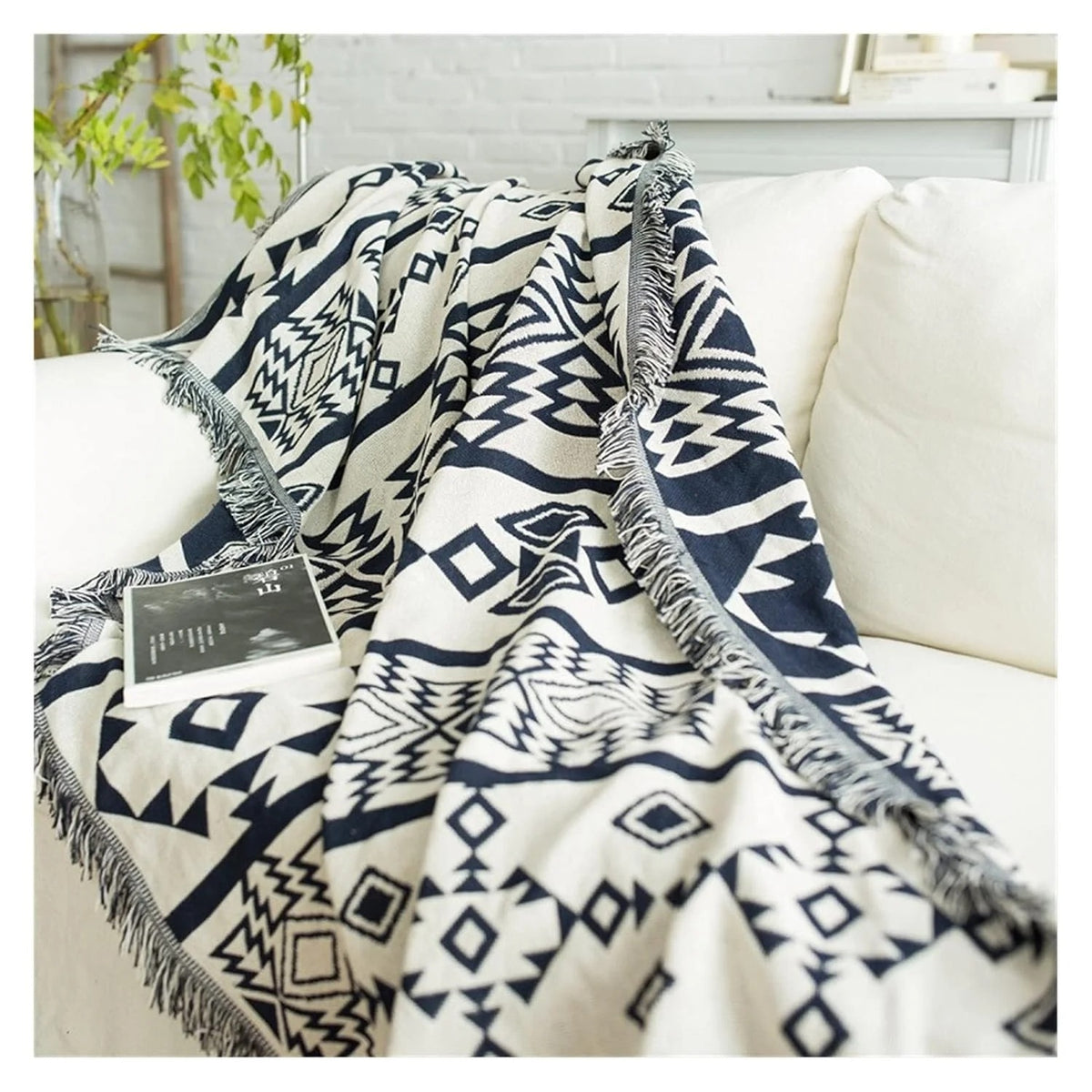Southwestern Geometric Cotton Linen Woven Line Blanket Sofa Towel EM7