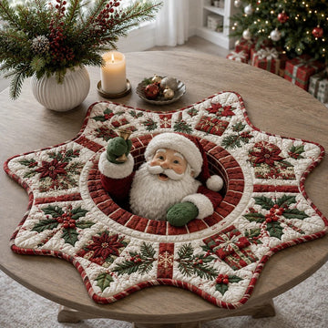 Star Santa Claus Custom Shape Quilted Table Topper SN0HH0041