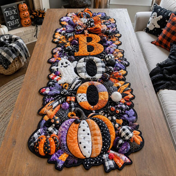 BOO Harvest Custom Shape Quilted Table Runner SN0DV133