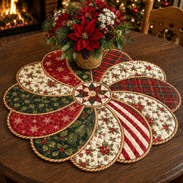 Christmas Petals Custom Shape Quilted Table Topper SN0TV098