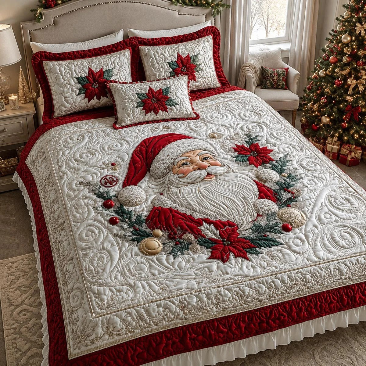Classic Santa 3-Piece Quilted Bedding Set SN0DV156