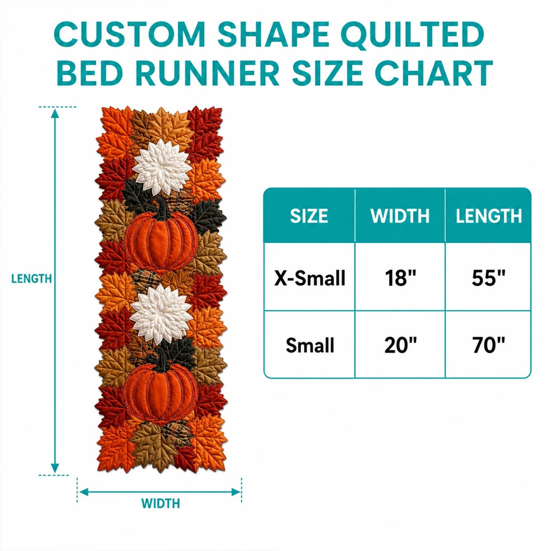 Pumpkin Patch Bliss Custom Shape Quilted Bed Runner SN0PT529