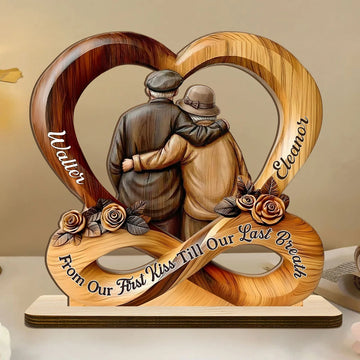 Forever Together Heart Infinity - Personalized 2-Layer Wood Plaque With Flat Base