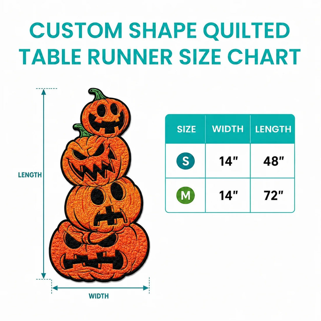 BOO Harvest Custom Shape Quilted Table Runner SN0DV133