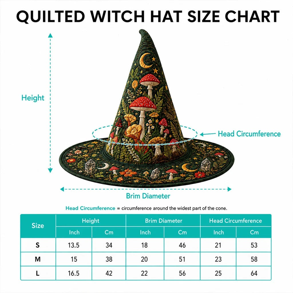Midnight Raven Quilted Witch Hat