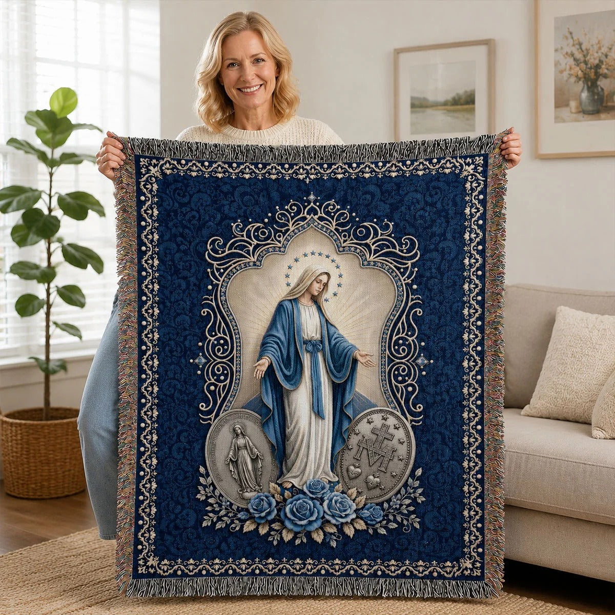 Our Lady Of The Miraculous Medal - Woven Blanket