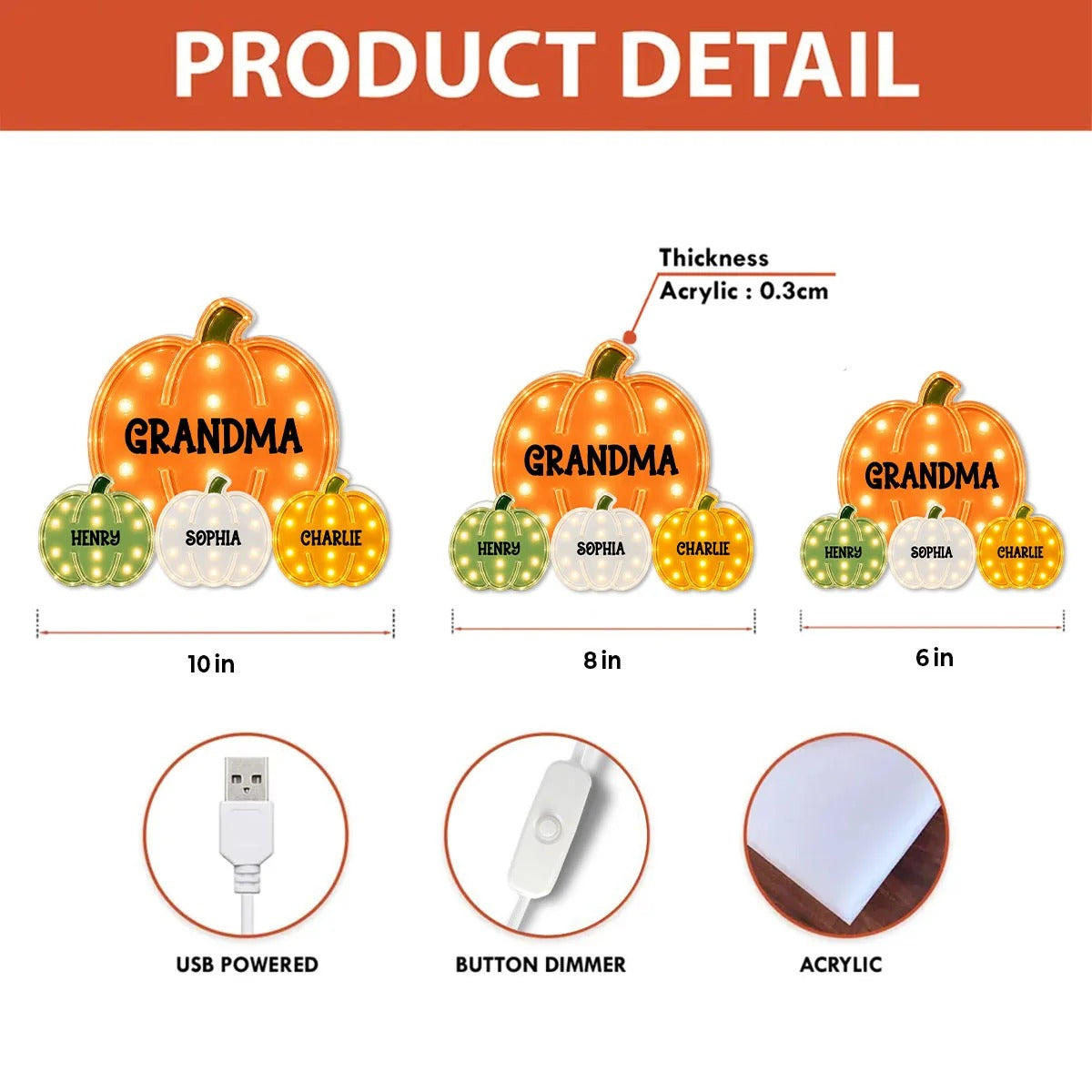 Cozy Fall Grandma Pumpkin Patch - Personalized Light Box - Fall Decor For Grandma