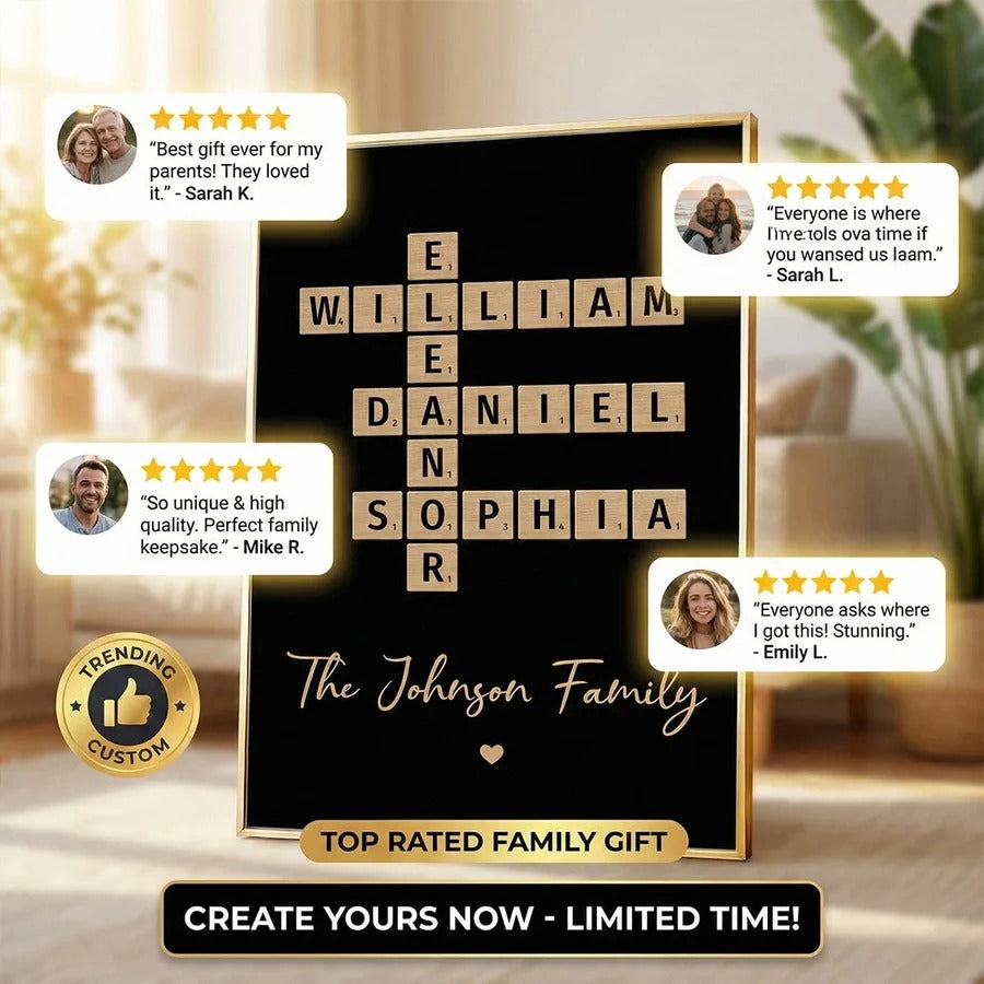Family Crossword Art - Created In A Moment, Treasured Forever - Personalized Poster
