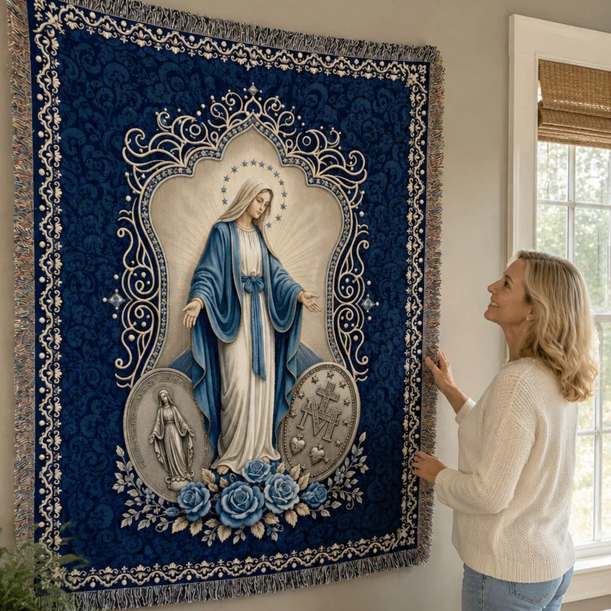 Our Lady Of The Miraculous Medal - Woven Blanket