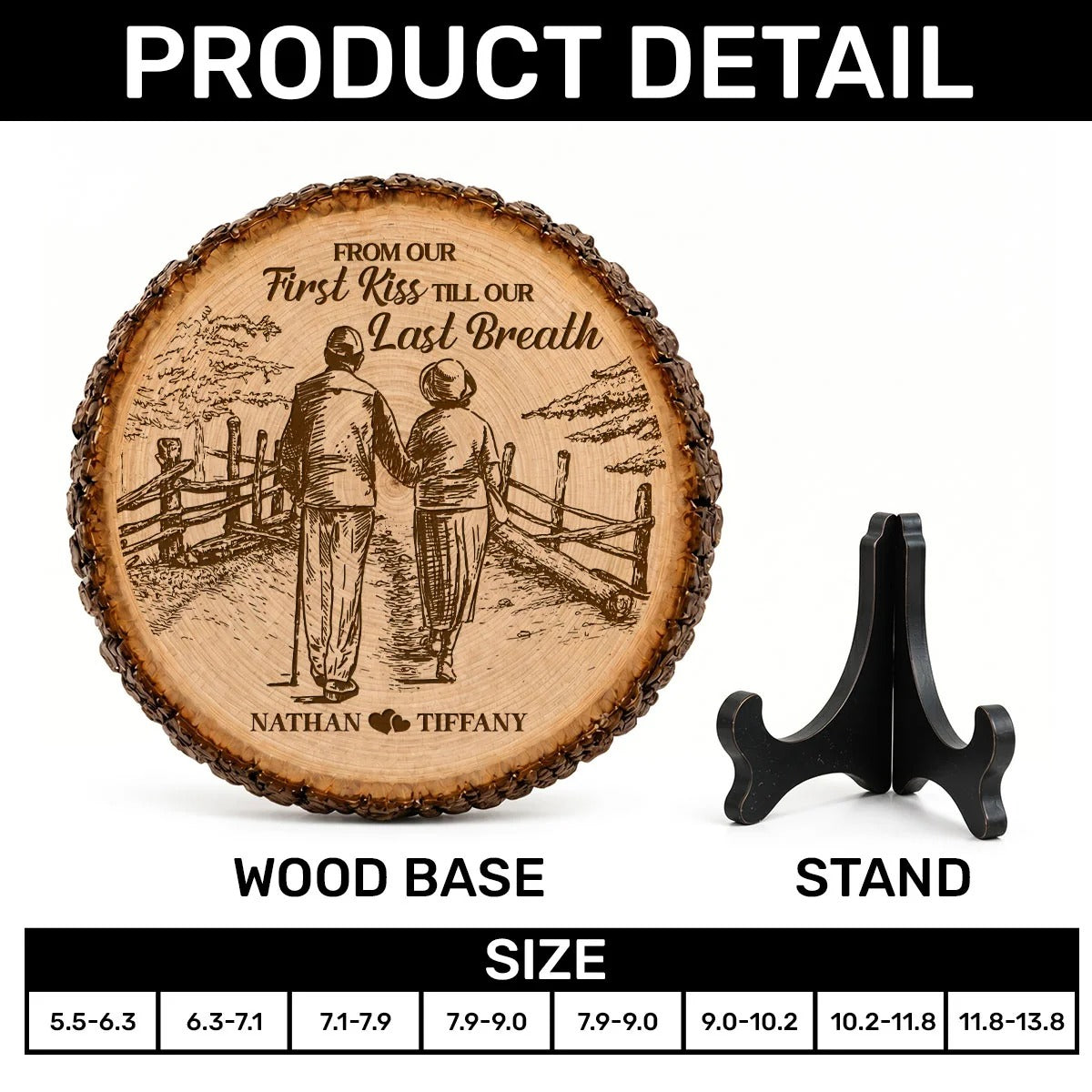 From Our First Kiss Till Our Last Breath - Personalized Round Wood Slice