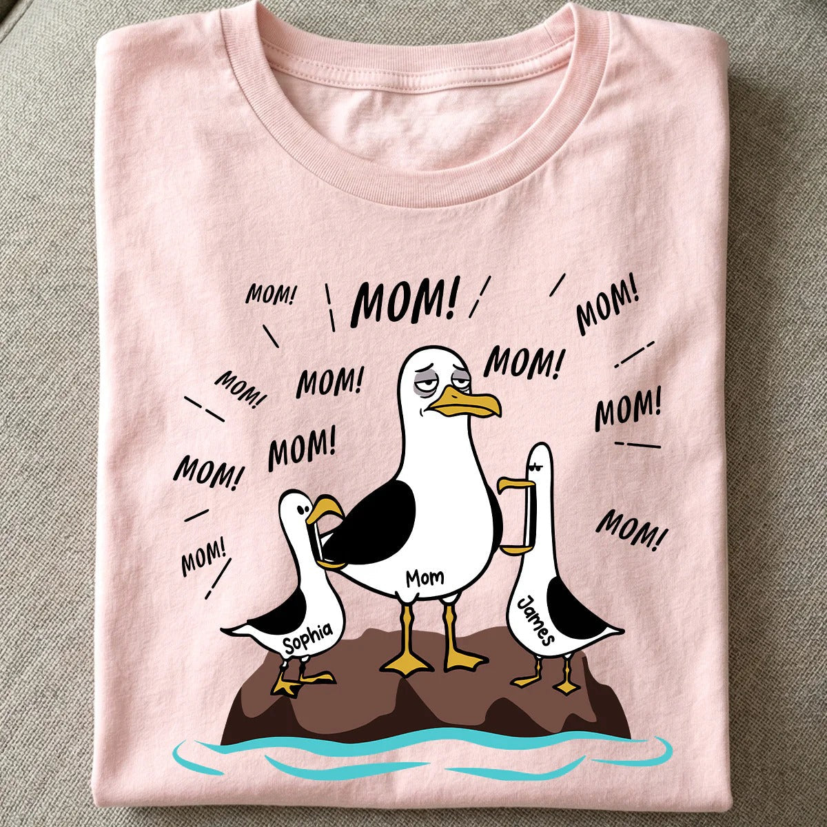 Seagull Mom Mom Mom Custom Name - Personalized Shirt - Funny Mother's Day Gift For Mom