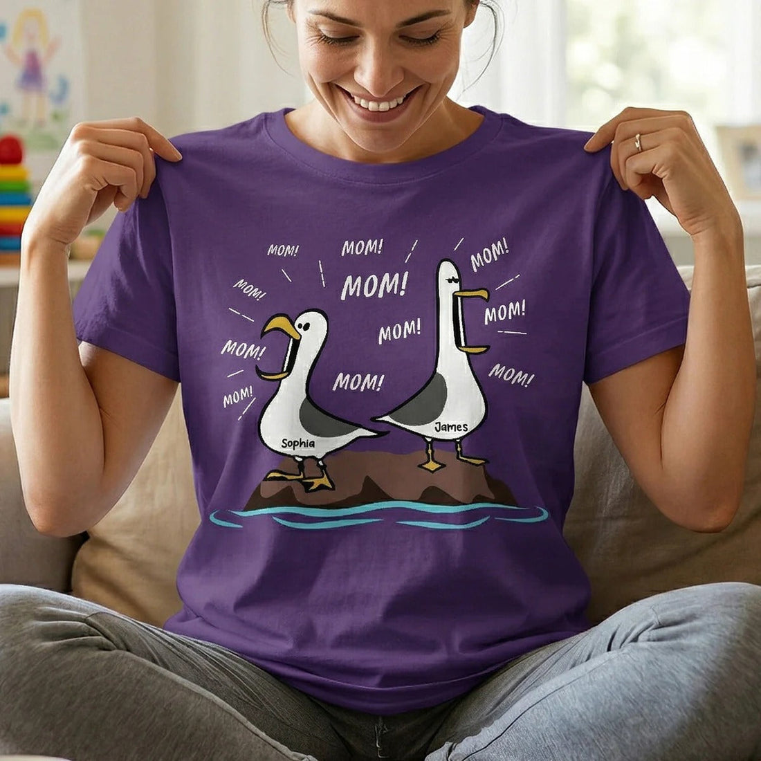 Seagull Mom Mom Mom Custom Name - Personalized Shirt - Funny Mother's Day Gift For Mom