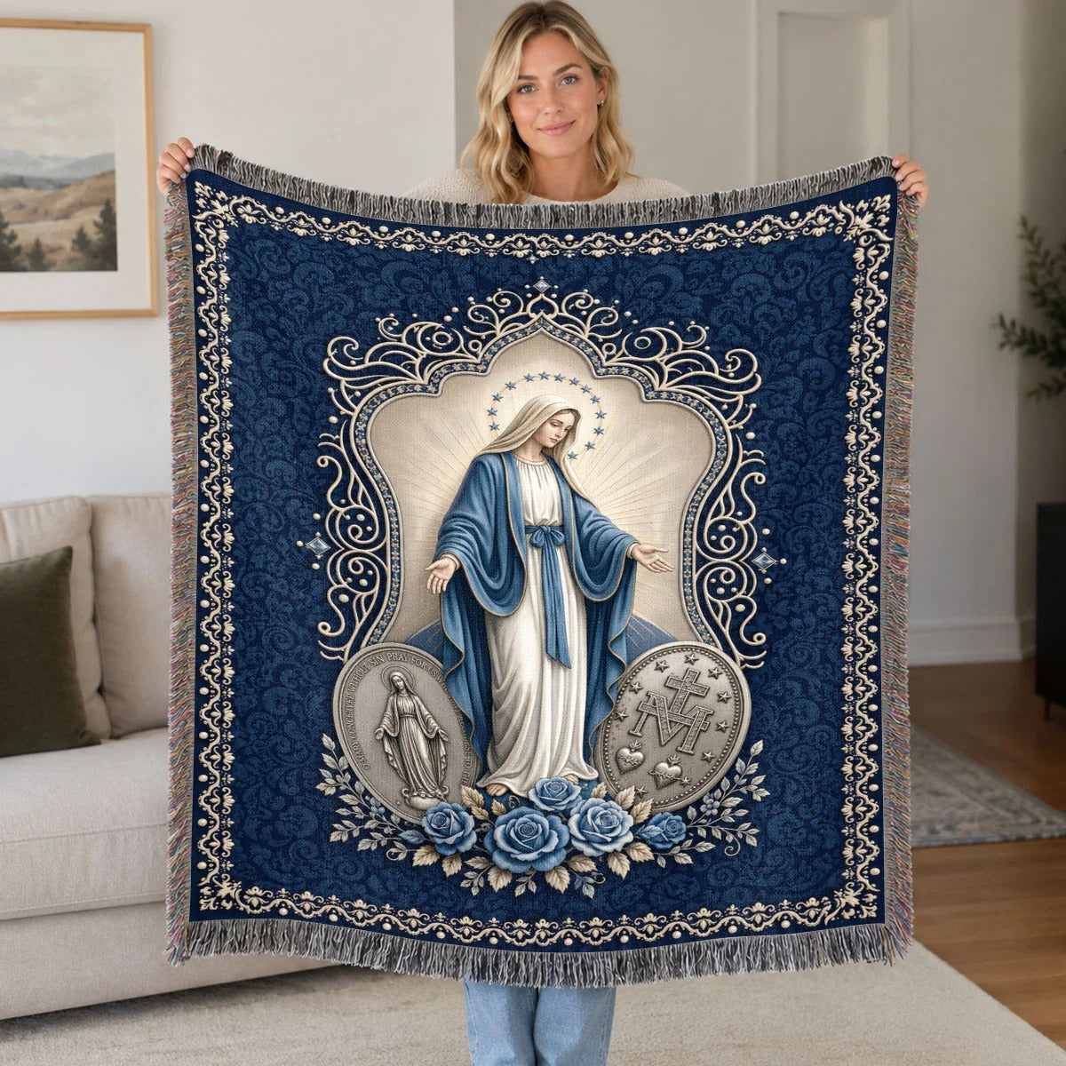 Our Lady Of The Miraculous Medal - Woven Blanket