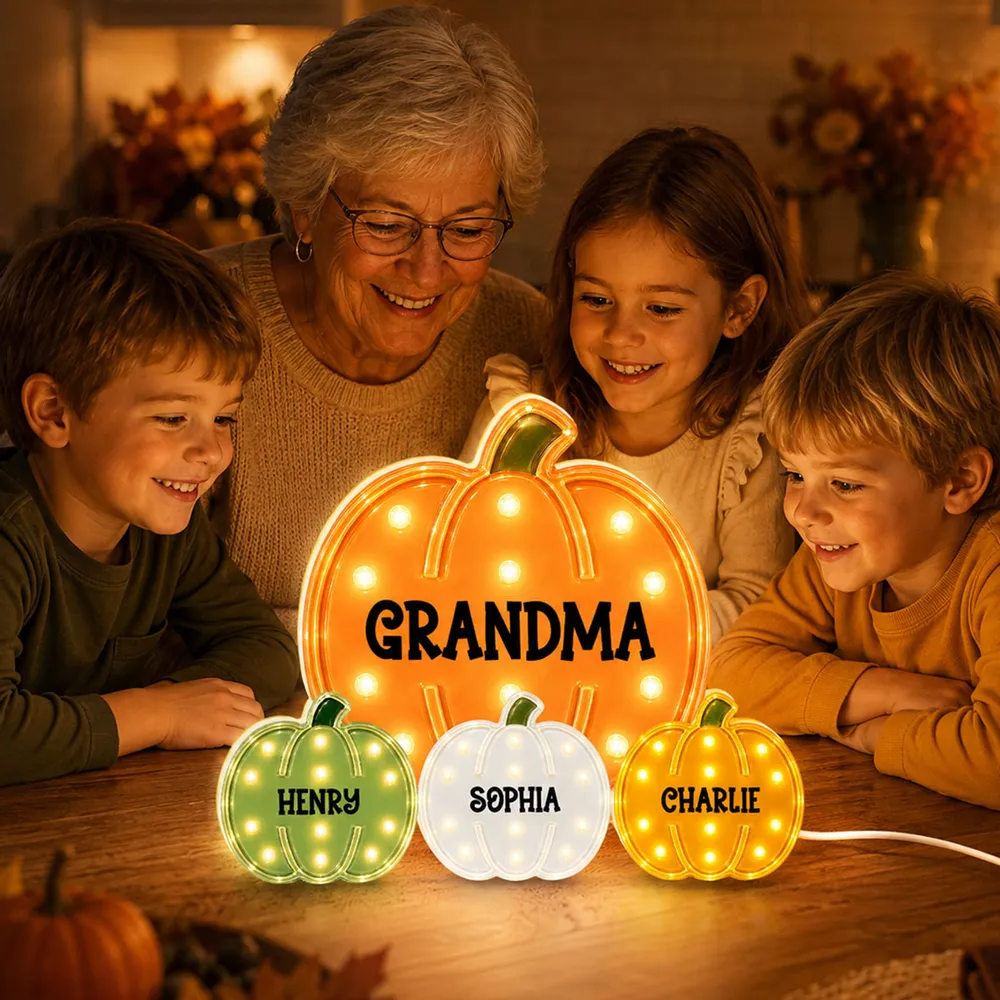 Cozy Fall Grandma Pumpkin Patch - Personalized Light Box - Fall Decor For Grandma