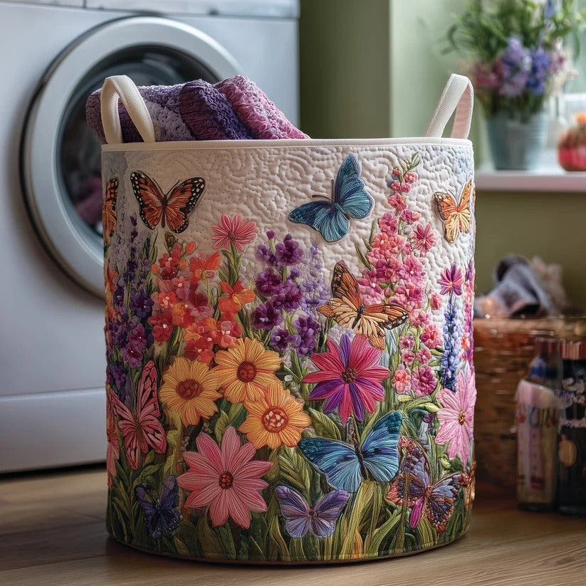 Butterfly Heaven Quilted Laundry Basket QV13