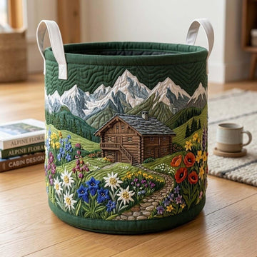 Mountain Cabin Flower Quilted Laundry Basket QV02