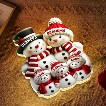 3D Effect Cute Snowman - Personalized Light Box - Christmas Decor For Family, Grandma, Grandpa