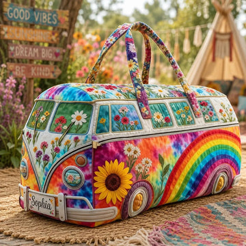 Floral Tie-dyed Rainbow Personalized Quilted Duffle Bag EM10