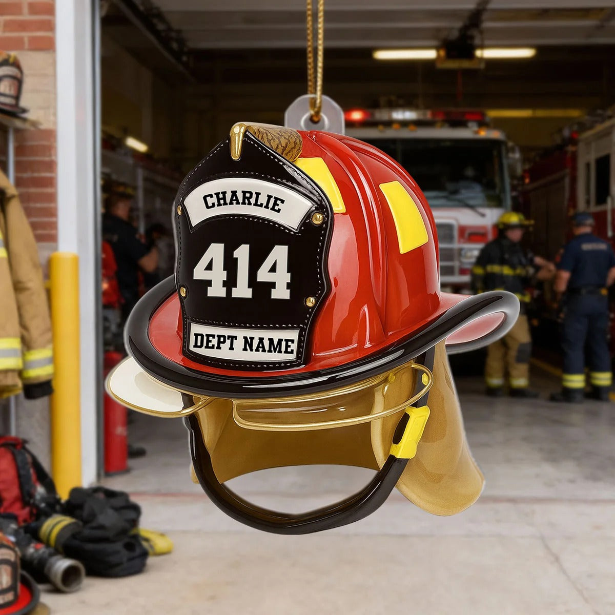 3D Effect Firefighter Helmet - Personalized Acrylic Ornament- Gift For Firefighter