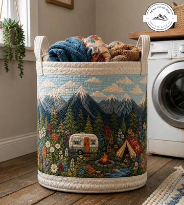 Mountain Camper Wildflower Camping Quilted Laundry Basket TG07