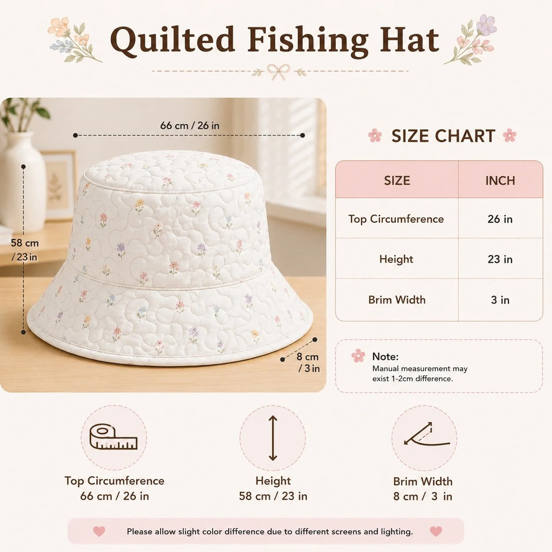 Colorful Wildflower Quilted Fishing Hat TP10