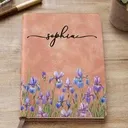 Birth Month Flower Watercolor Blooming In Love - Personalized Leather Journal