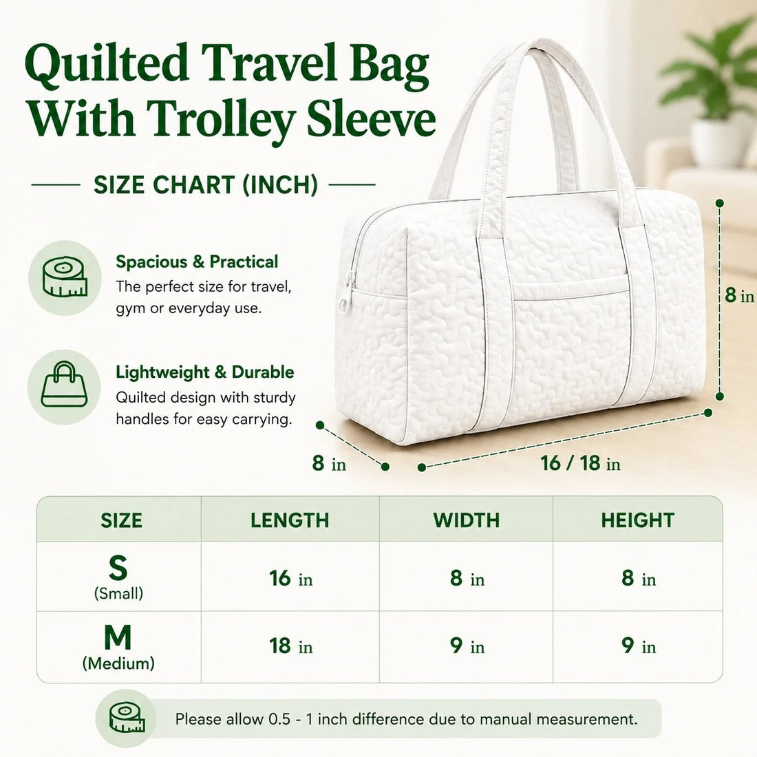 Cute Sheep Quilted Travel Bag with Trolley Sleeve LD12