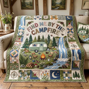 Find Me Campfire Quilted Blanket QV08