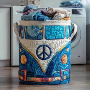 Colorful Hippie Bus Quilted Laundry Basket QV04