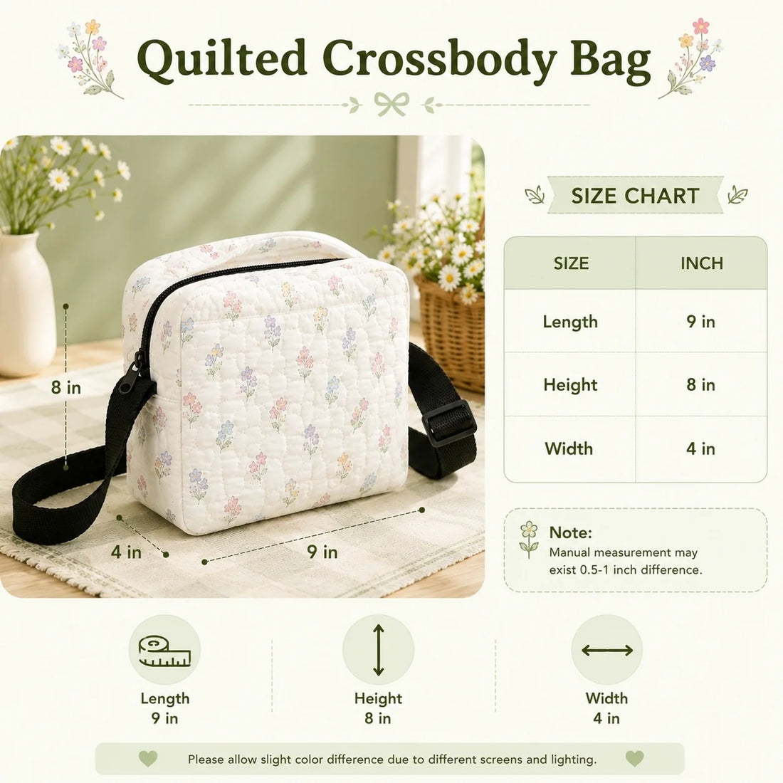 Van Gogh Sunflower Quilted Crossbody Bag LV06